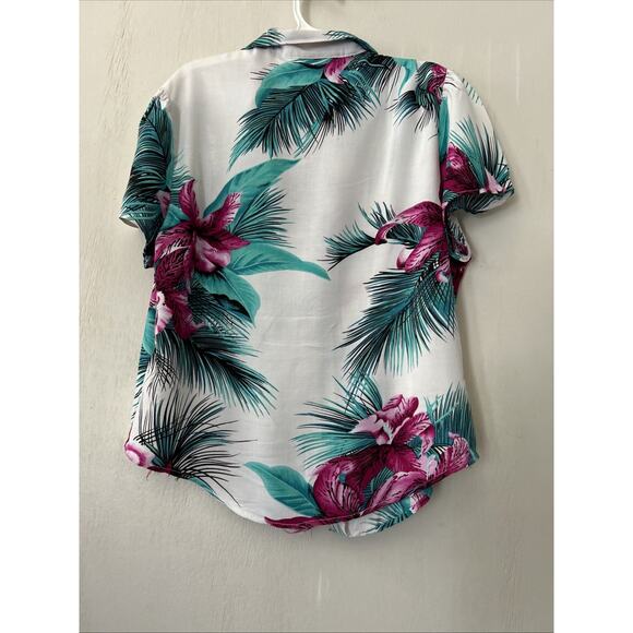 Vintage 90s Ms Paquette Hawaiian Aloha Shirt Hibiscus Womens Large USA Made - Picture 6 of 9